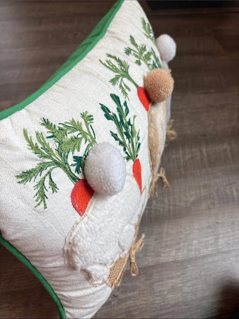 Pier 1 Imports Bunny Garden Lumbar Pillow Easter Decor Fuzzy Cotton Tail